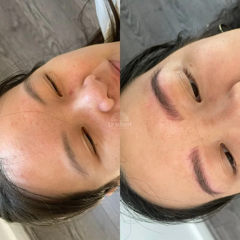 Most natural brow tattoo by Athera Tay using Radii Arc technique and the best brow mapping method. 