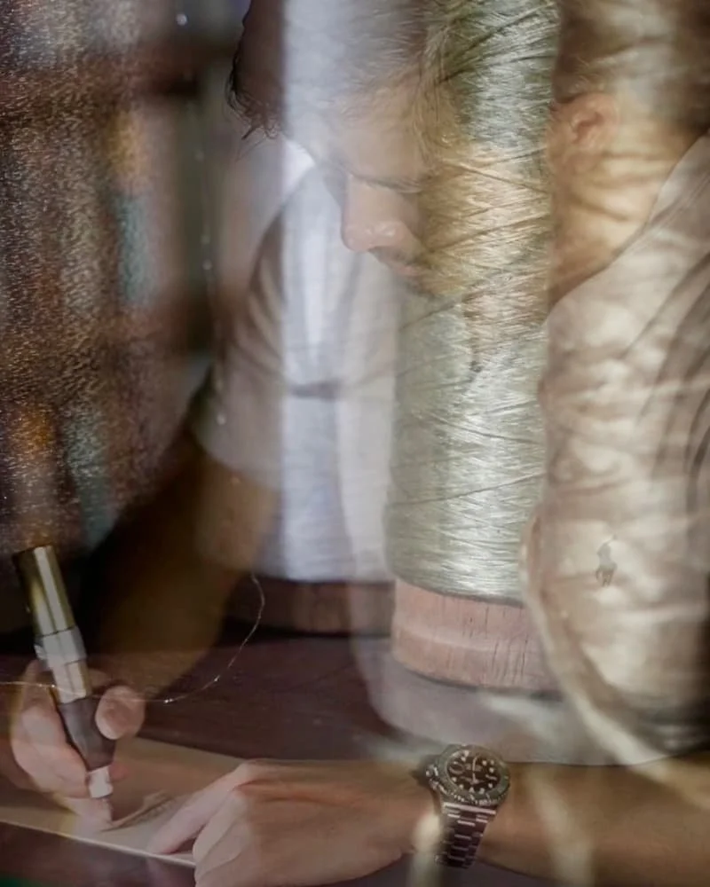 Athera Tay is working on his Radii Arc design inspired by Thai silk.