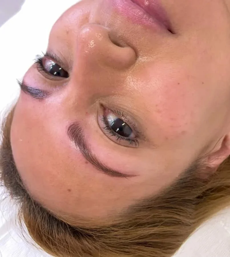 Western thin and arched nano brow client with custom premium hybrid pigment