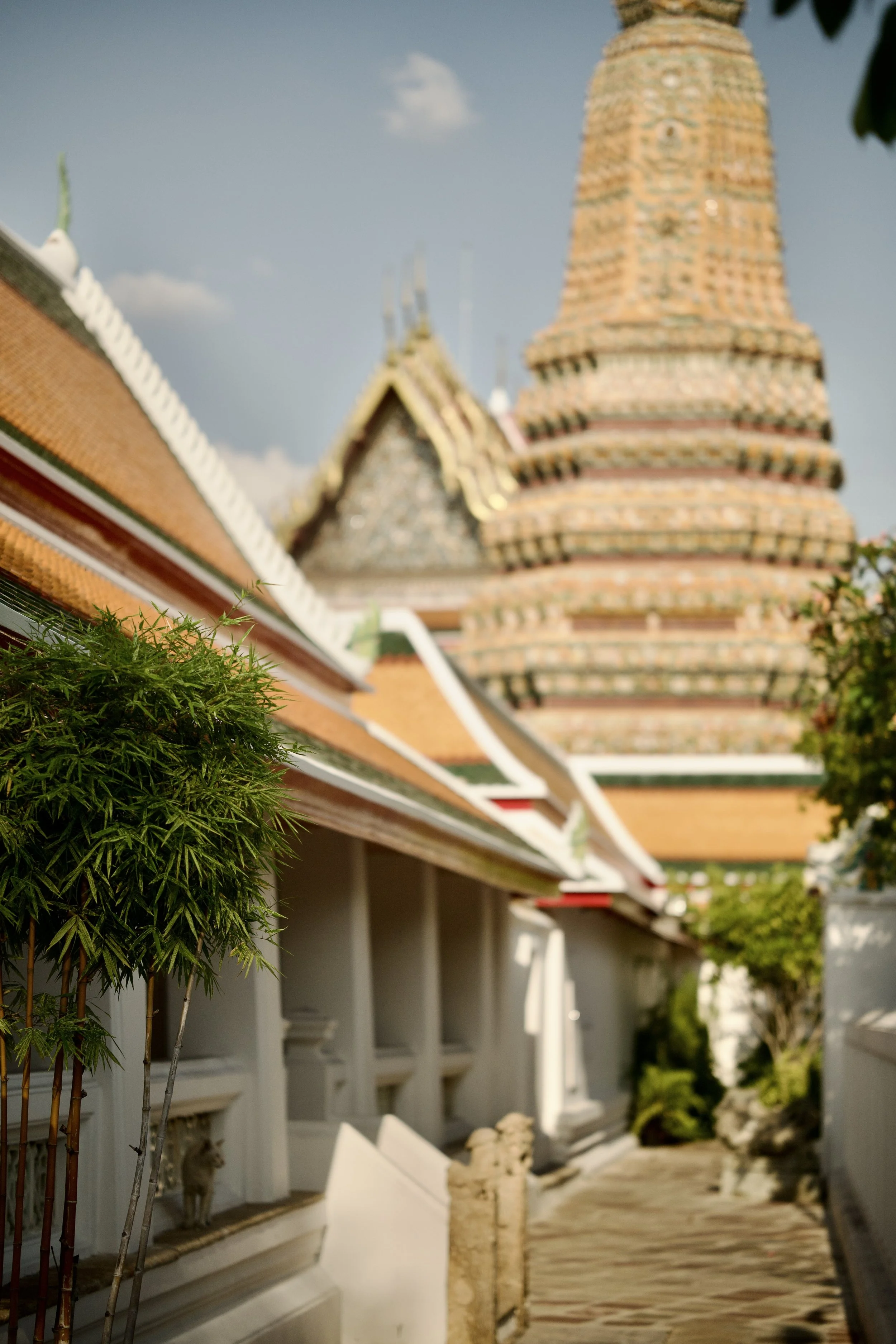 A Thai temple walk way in Royal Grand Palace, a symbol of the path to cosmetic tattoo transformation
