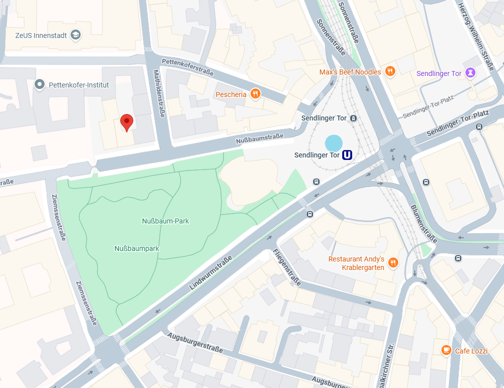 Karte von Sendlinger Tor und Umgebung mit Einzeichnung der Praxisräume