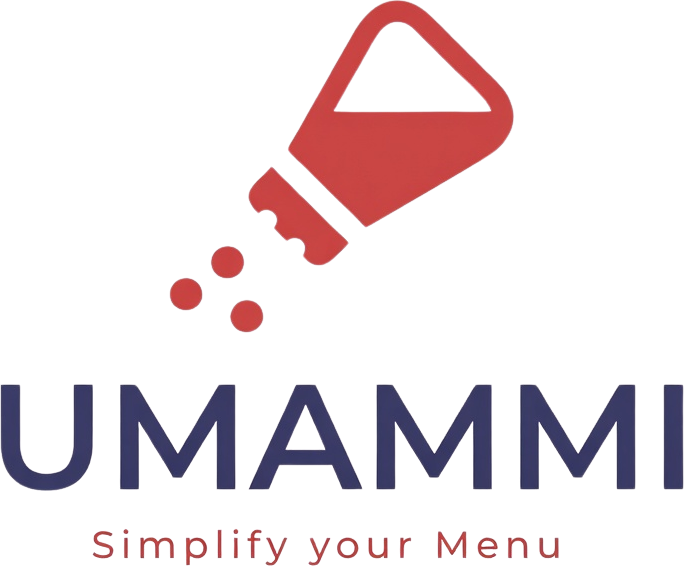 Close-up of a chemical safety sign with red, yellow, and gray colors, and large letters spelling "UMAMM" with a slogan below reading "Simplify Your Menu."