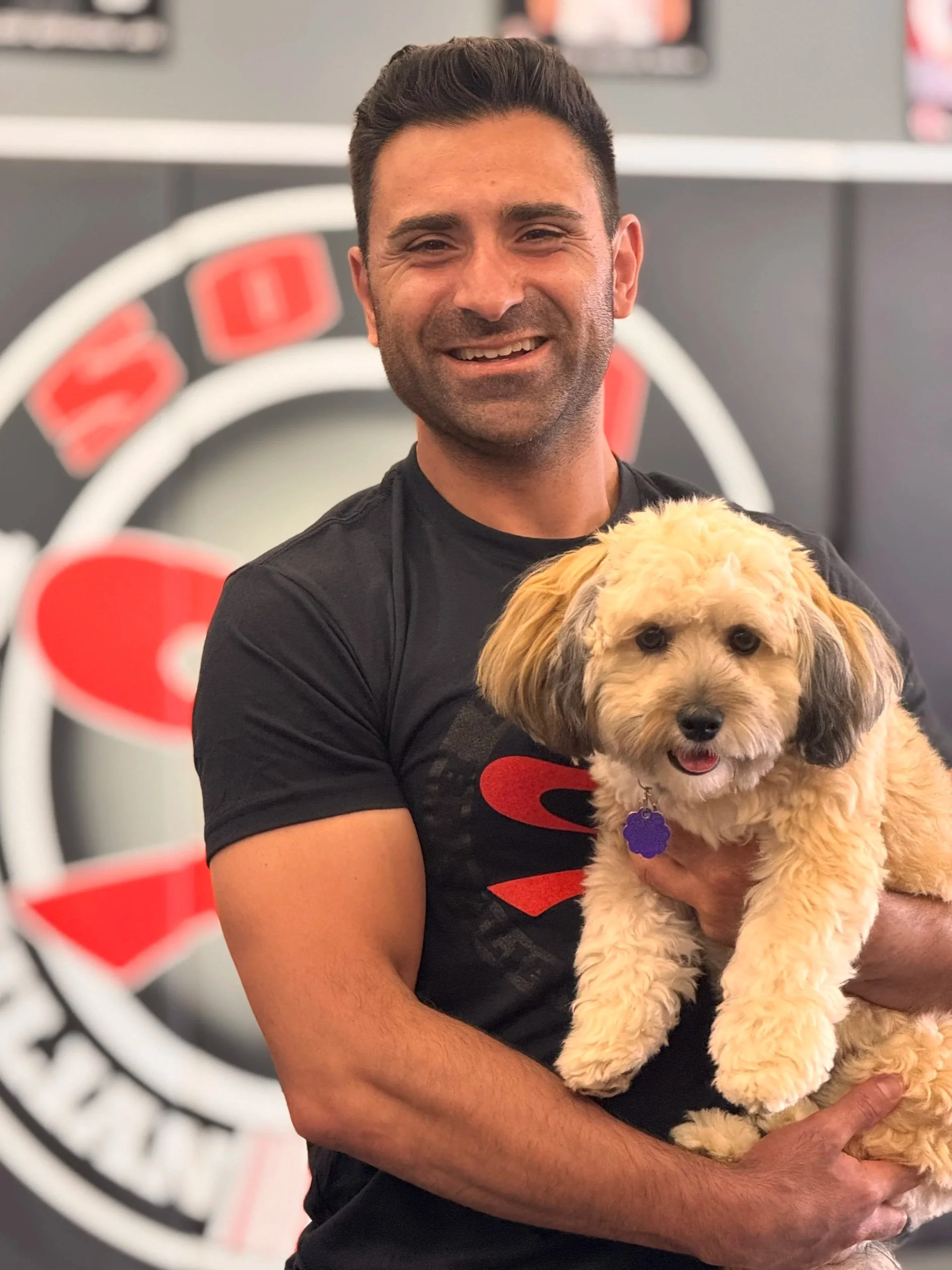 Stitch and Anthony in a training session