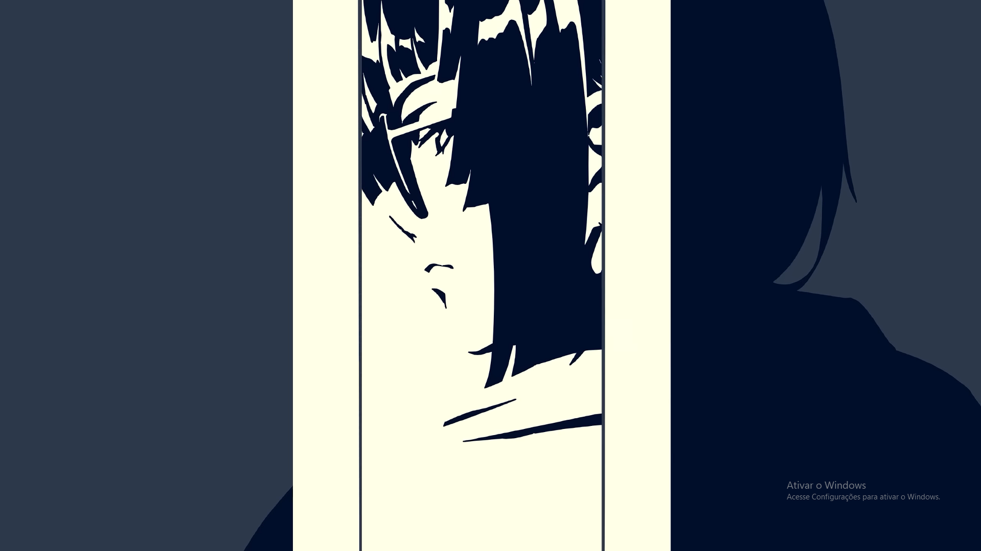 A digital illustration of a person's face, divided into three panels, with the central panel showing a close-up of the face with closed eyes and tousled hair. The figures are depicted in dark shades against a light background, with some Windows activation message text at the bottom right.