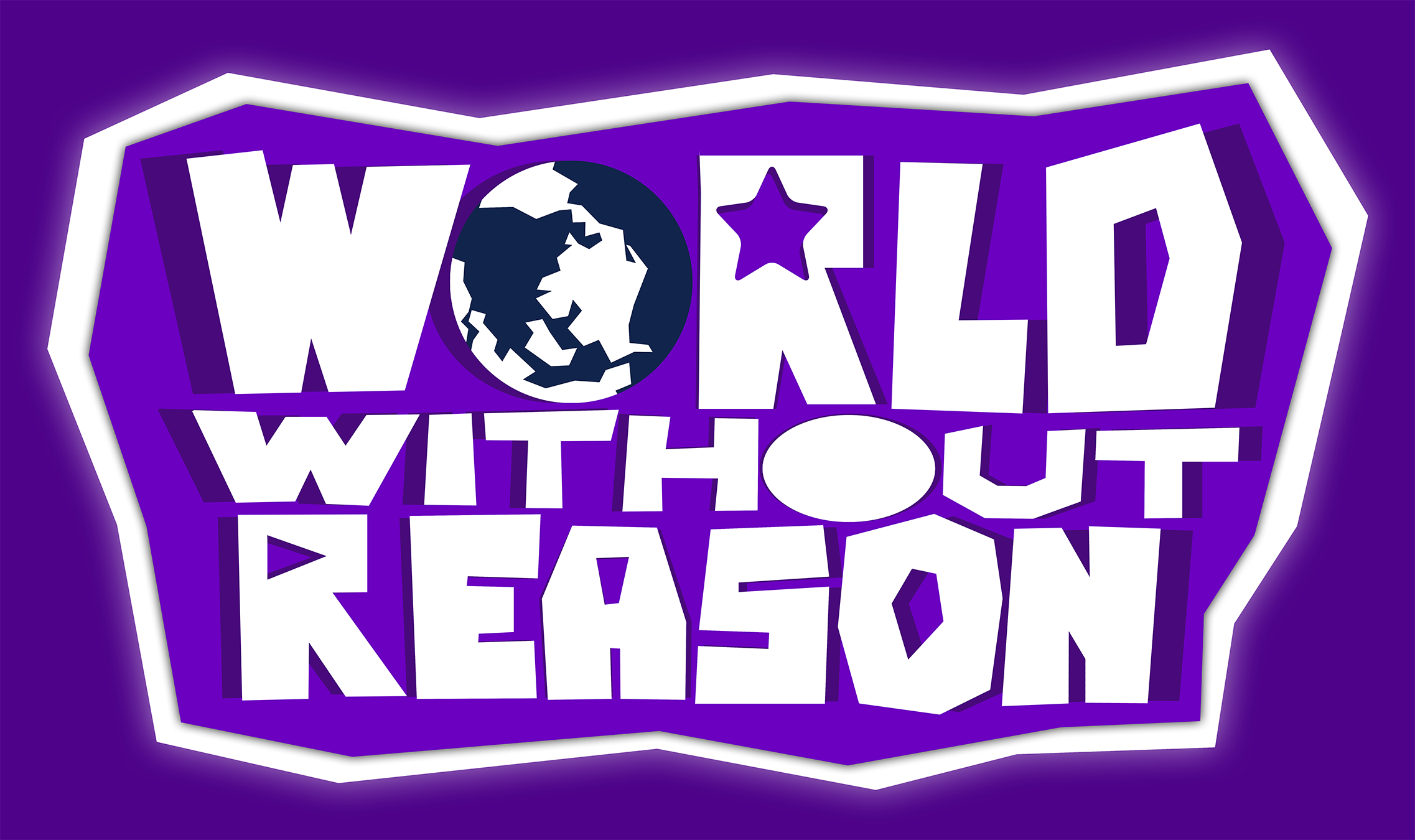 Colorful graphic with the text "Word Without Reason" in bold, white letters on a purple background featuring a star and globe icon.