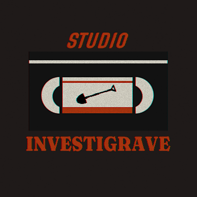 A logo with a black background that features a stylized air hockey table with a paddle, and the words "STUDIO INVESTIGRAVE" in red text.