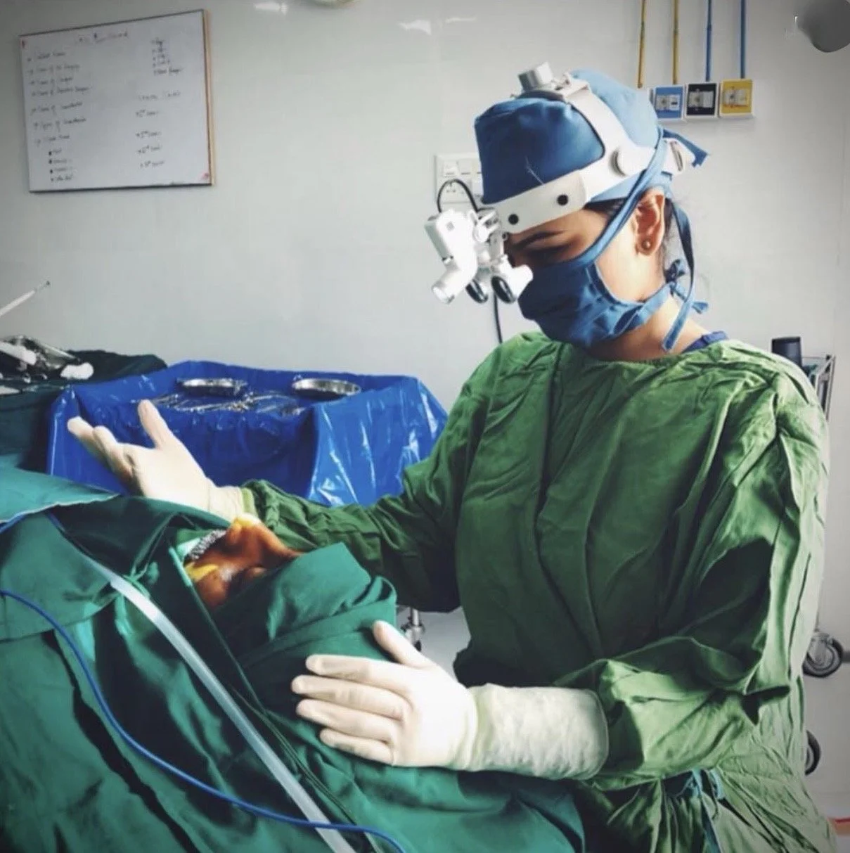 Medical aesthetic procedure performed in a sterile operating environment at Nouvelage Aesthetic Clinic, Chennai.