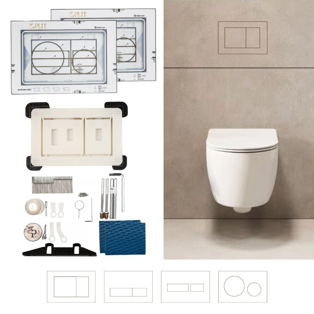Hidden Toilet Flush Button M1 Edplit - Compatible with Geberit, AlcaPlast, TECE