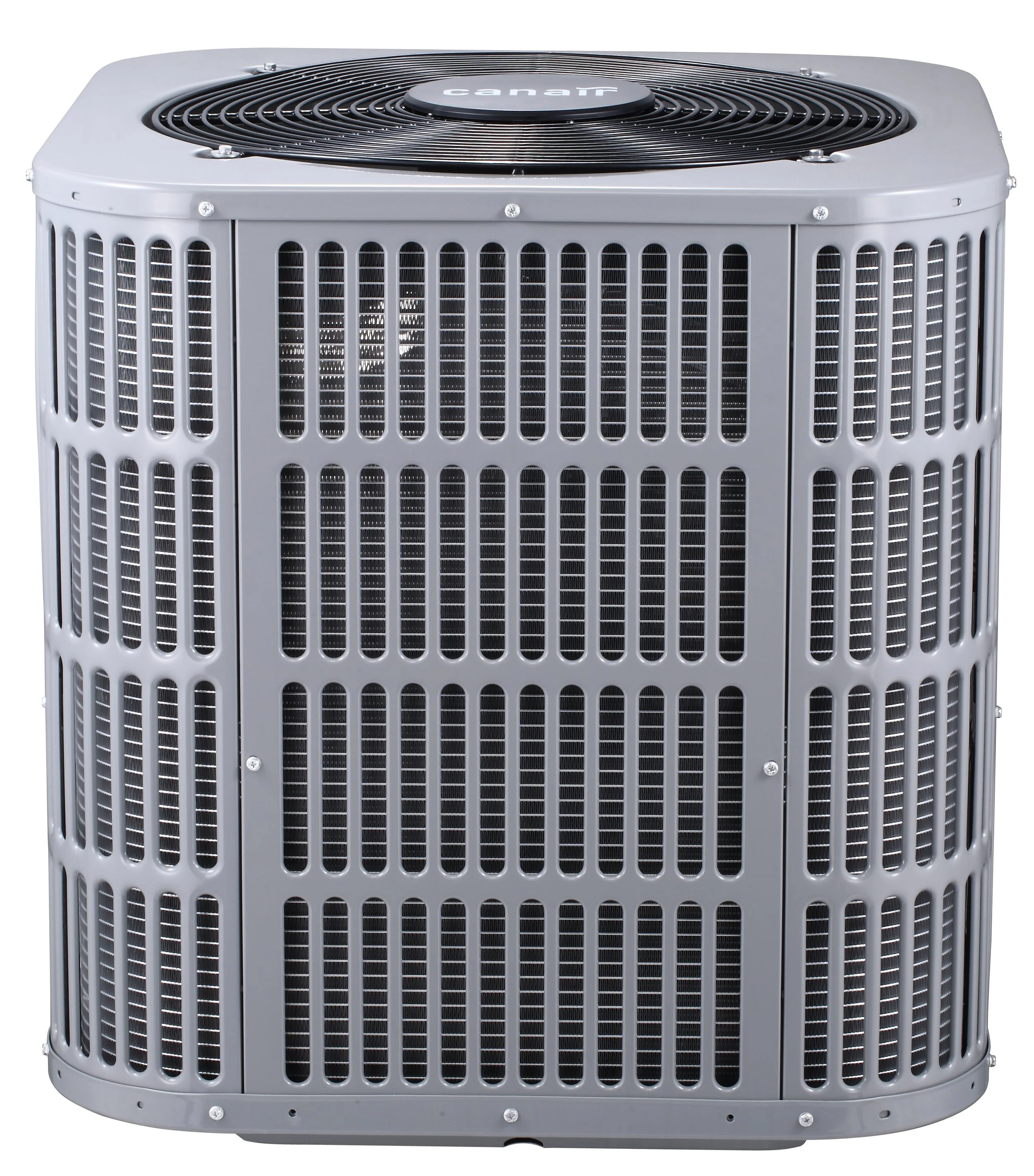 Une unité de climatisation ou de chauffage de couleur grise.