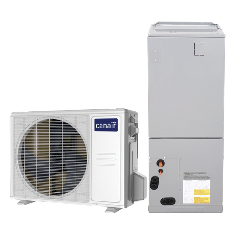 Une unité de climatisation extérieure et une unité de chaudière ou chauffe-eau d'eau chaude.