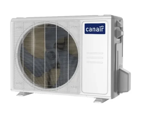 Un unité extérieure de climatisation avec le logo 'canair'.