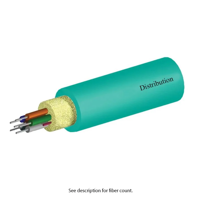 Distribution Fiber Optic Cable, 24 Fiber, Multimode, Plenum, Aqua | Corning OM4 Optical Fiber