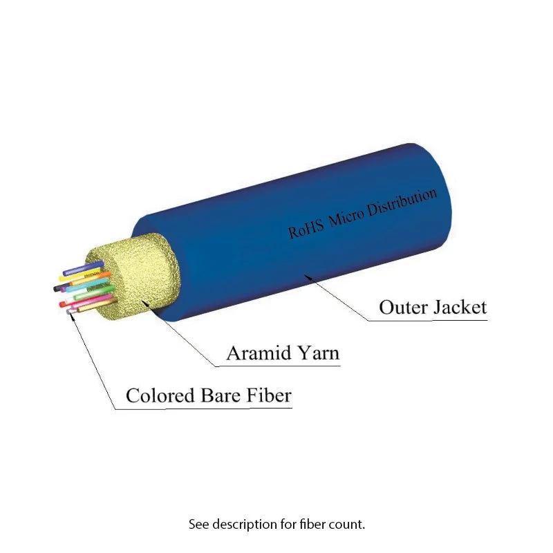 Micro-Distribution Fiber Optic Cable, 144 Fiber, Multimode, Plenum, Blue | Corning OM3 Optical Fiber