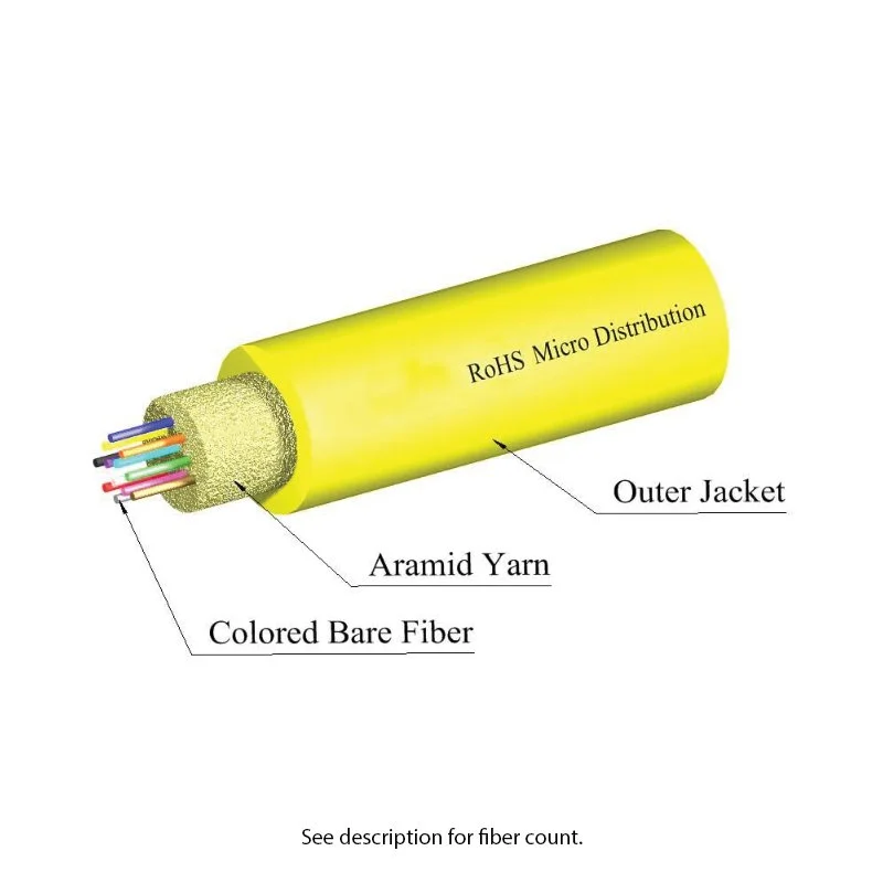 Micro-Distribution Fiber Optic Cable, 96 Fiber, Singlemode, Plenum, Yellow | plus Corning SMF-28 Ultra Fiber