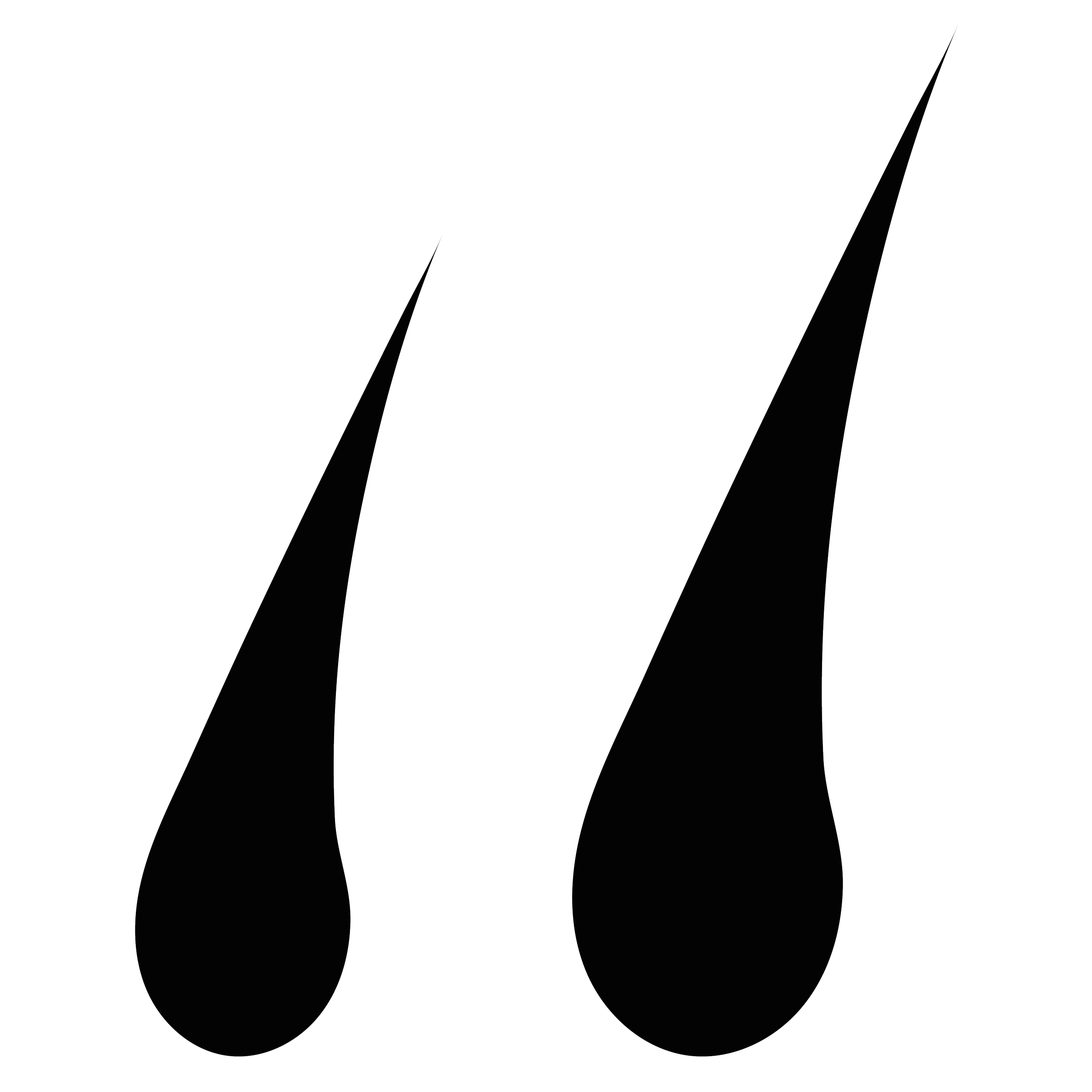 Due gocce d'acqua, una più grande dell'altra, appese a fili sottili su uno sfondo nero.