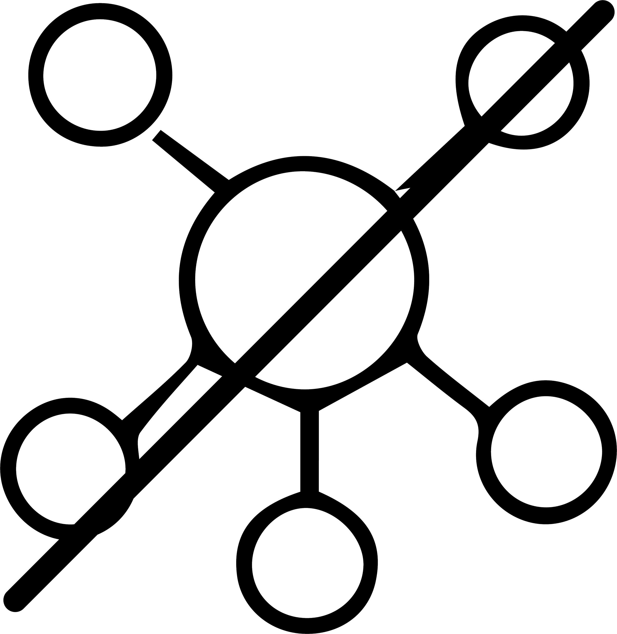 Schema di rete o concettuale con un nodo centrale e cinque rami che si diramano da esso