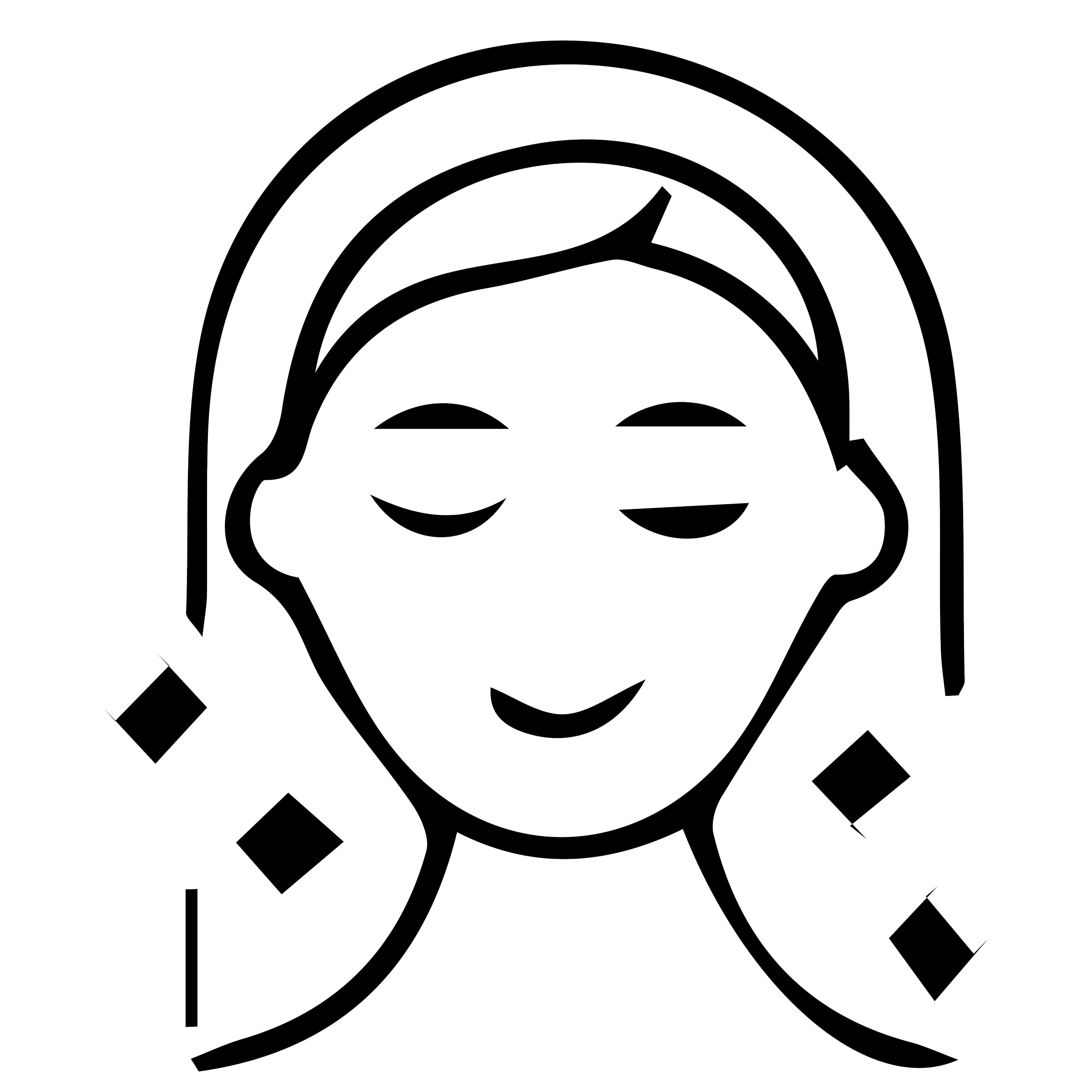 Illustrazione di una figura stilizzata di una persona con un sorriso, linee sottili e occhi a mandorla.