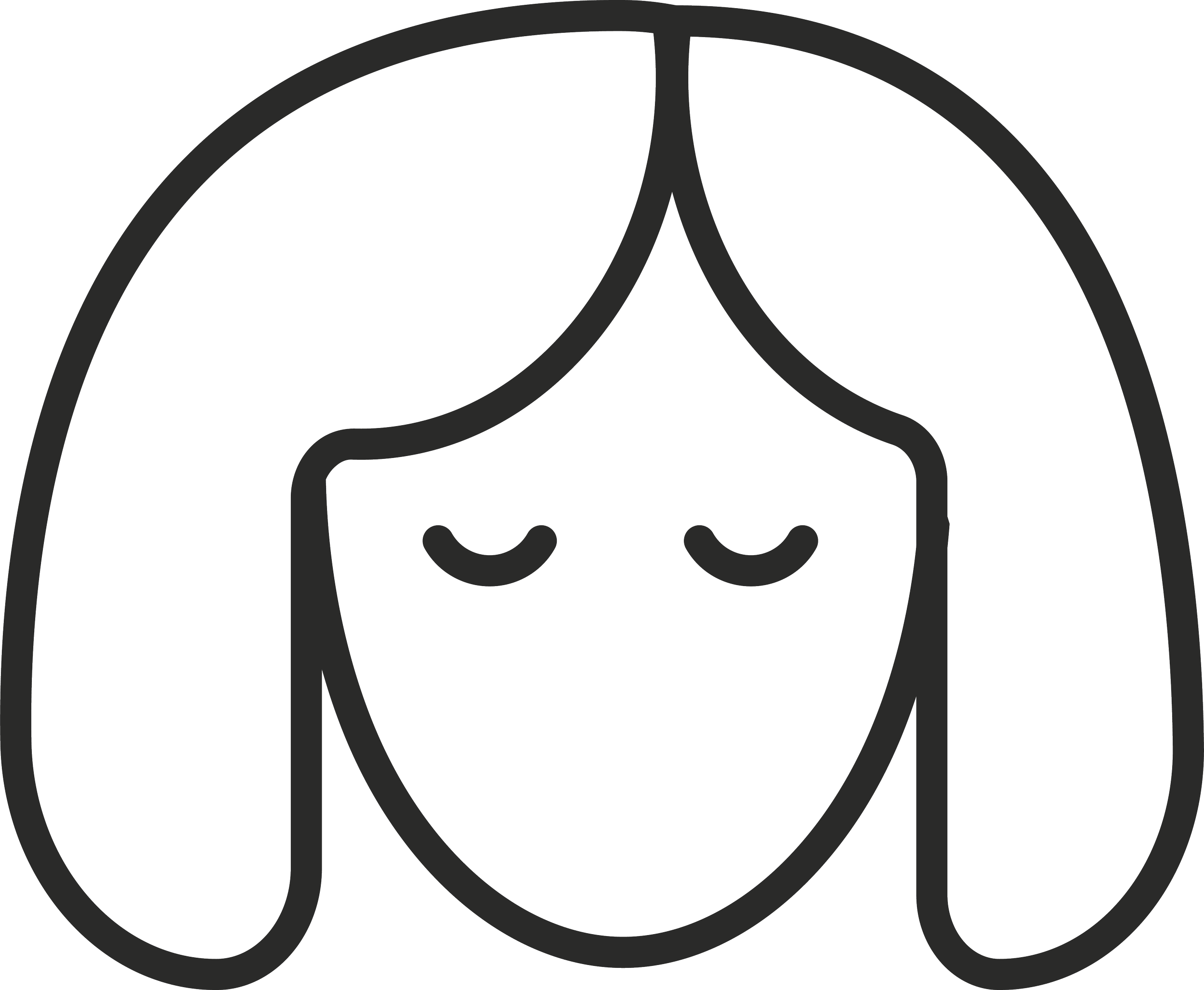 Icona stilizzata di un volto di cane con occhi chiusi e orecchie lunghe