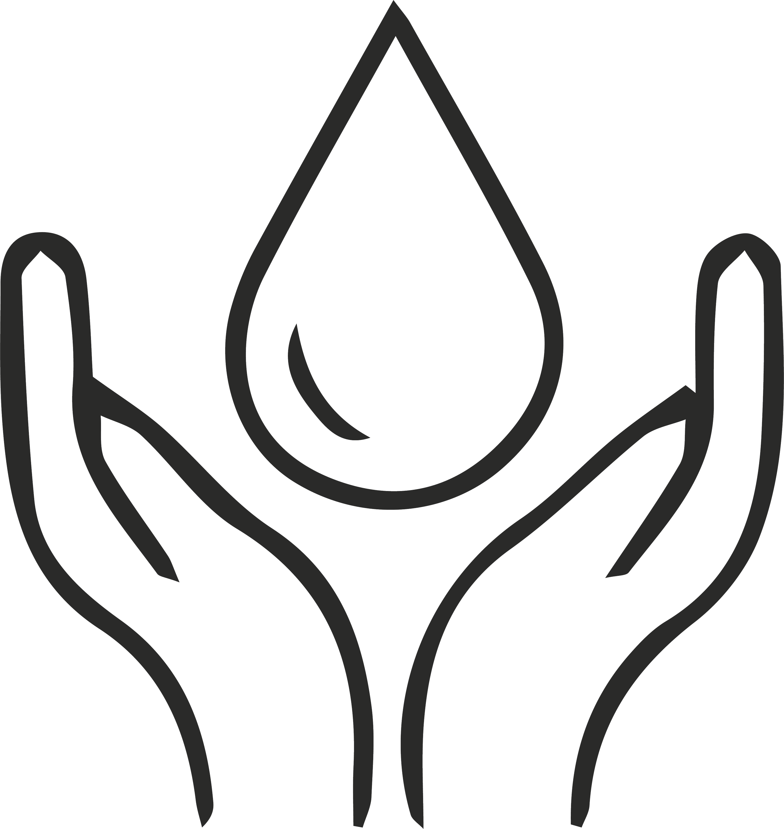 Icona stilizzata di due mani che tengono una goccia d'acqua.