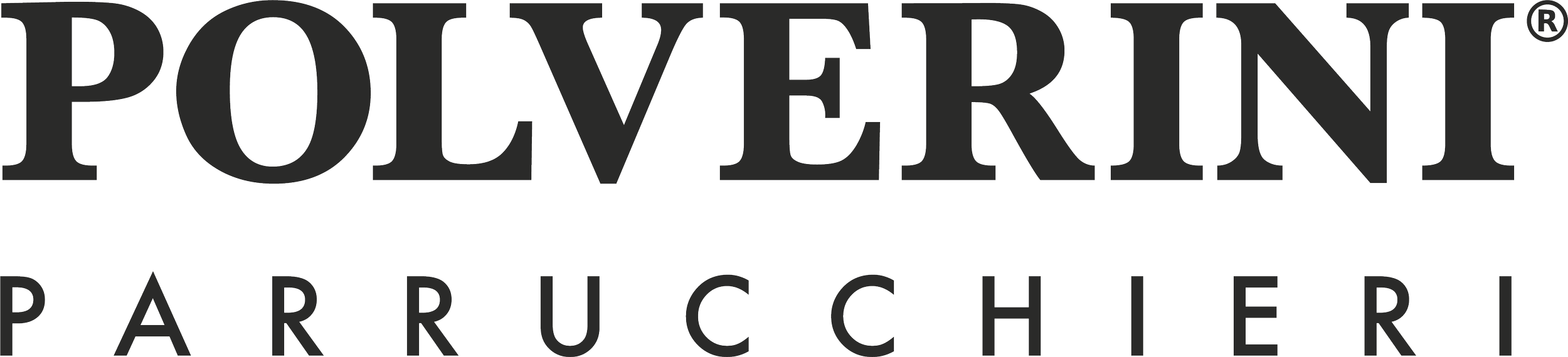 Logo del brand Polverini Parrucchieri, con testo grande e nome dell'azienda in evidenza.