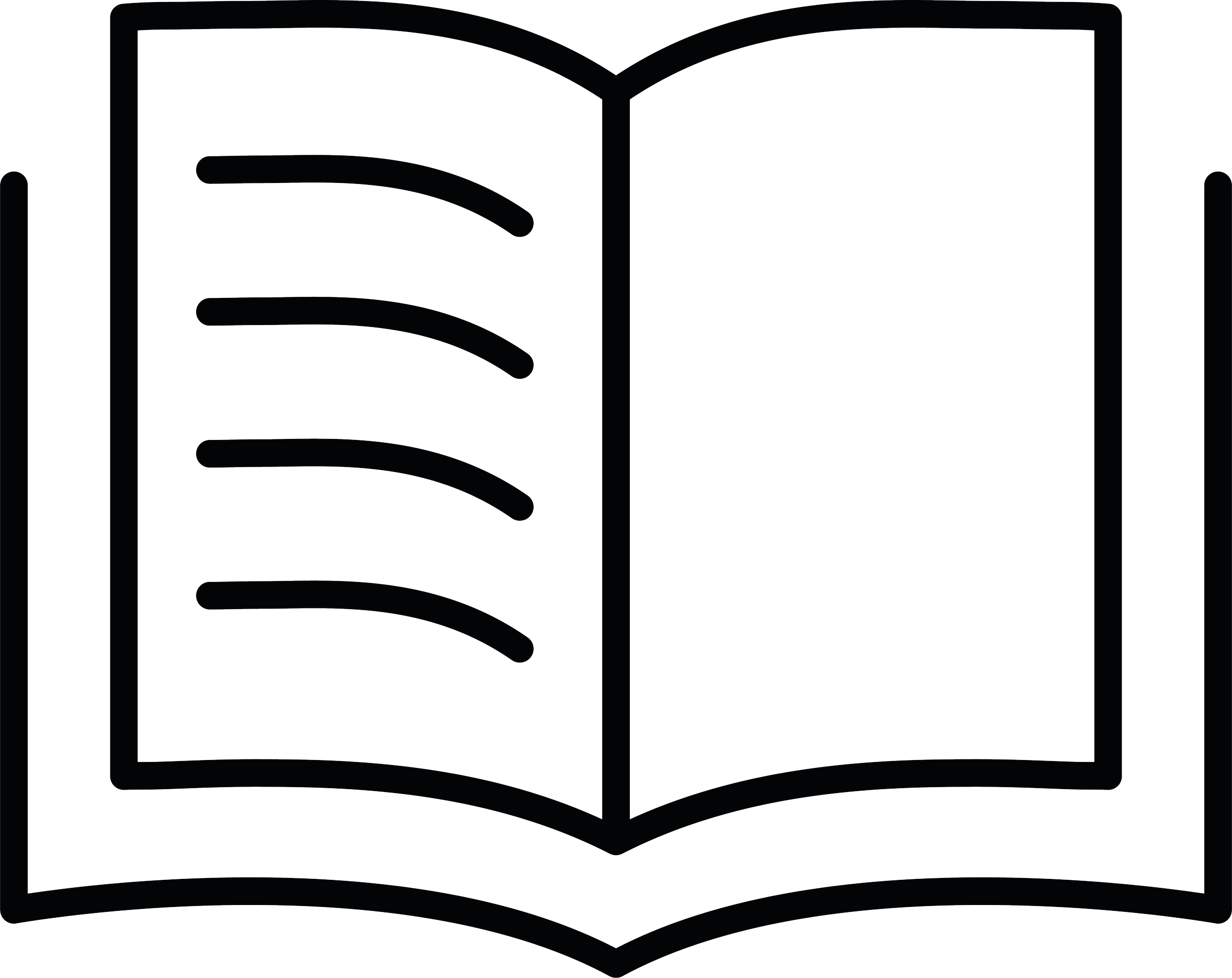 Illustrazione di un libro aperto con pagine interne, una a destra color grigia e una a sinistra bianca con linee curve.