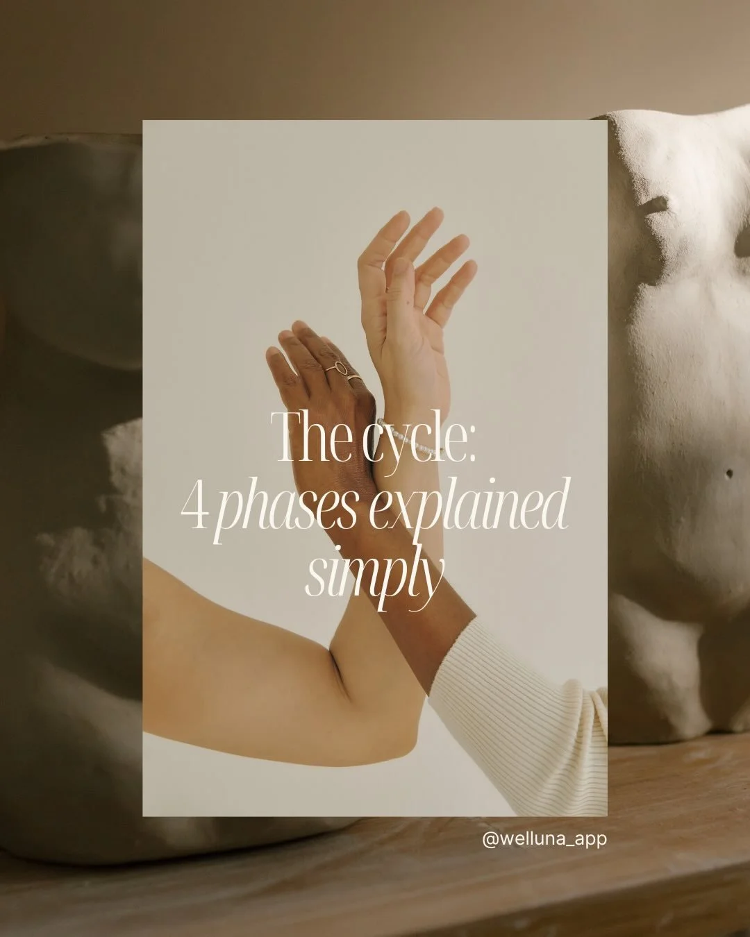 Your cycle moves through four distinct phases, each influencing energy, mood, focus, and physical wellbeing.

Understanding these rhythms can help you better support your body throughout the month.

Swipe to explore the four phases of the cycle.