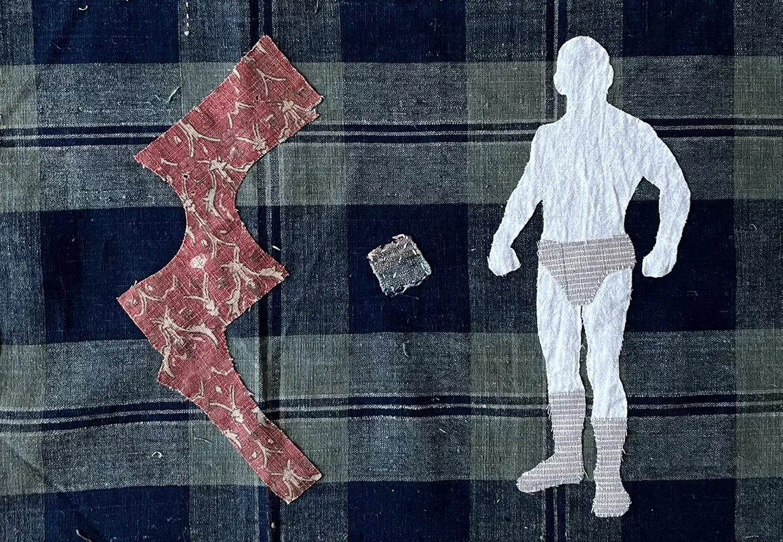 Le Second Corps, 2026
Appliqué on antique fabric, Japanese white and red cotton thread
Framed in oak with museum glass
33,5 x 46 cm unframed
41,5 x 54 cm  framed
Unique piece

CHF 3'600