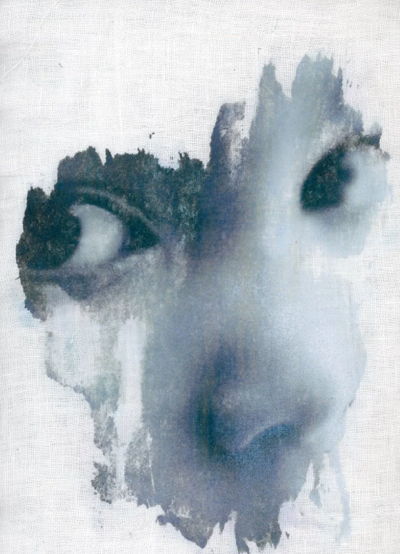 The Left Eye III, 2025
Ink transfer on linen
47 x 54 cm 
Unique piece