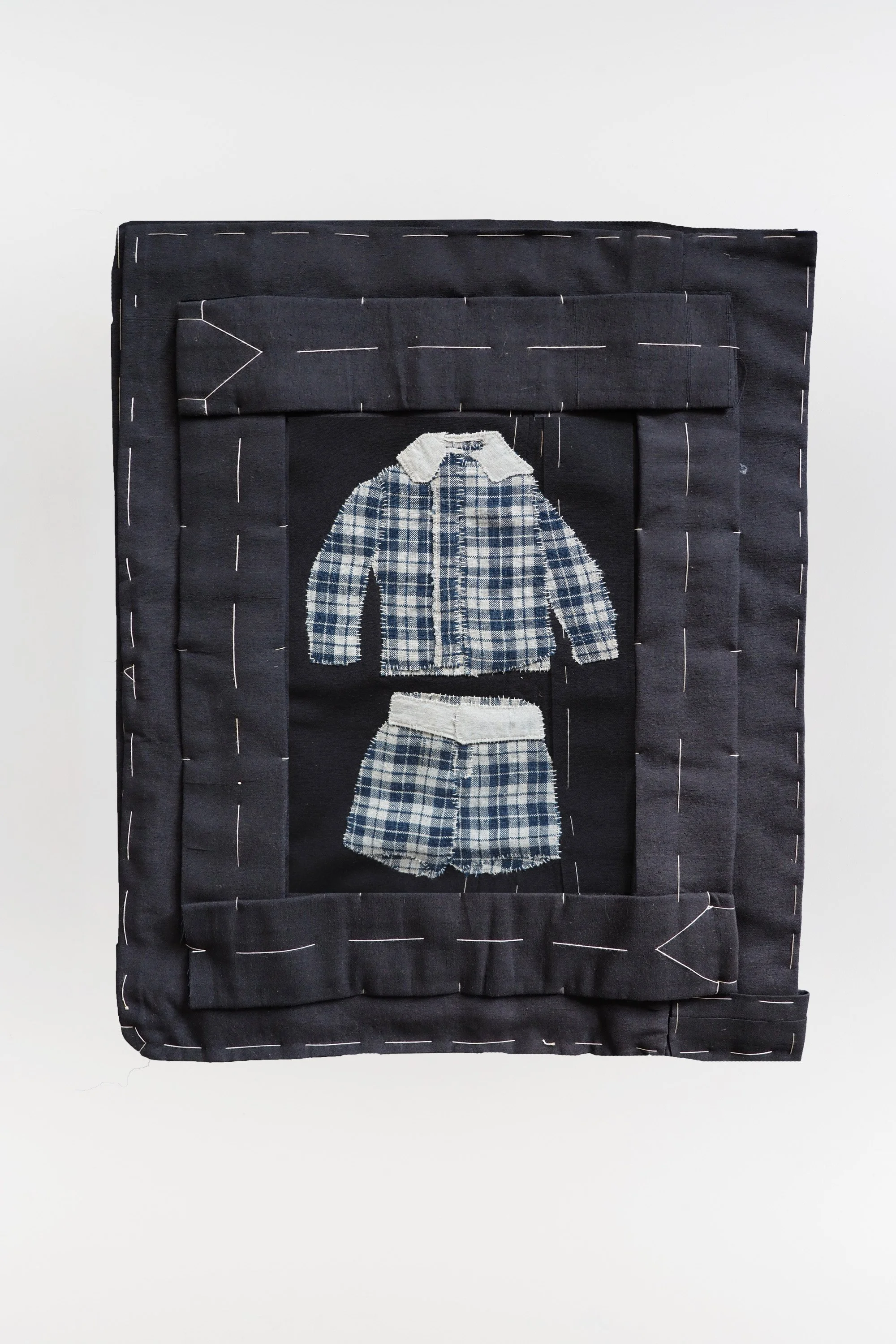 Joachim Perez
night garment, 2026
Vintage german and japanese fabric
appliqué, white cotton thread
48 x 39 cm

2800€