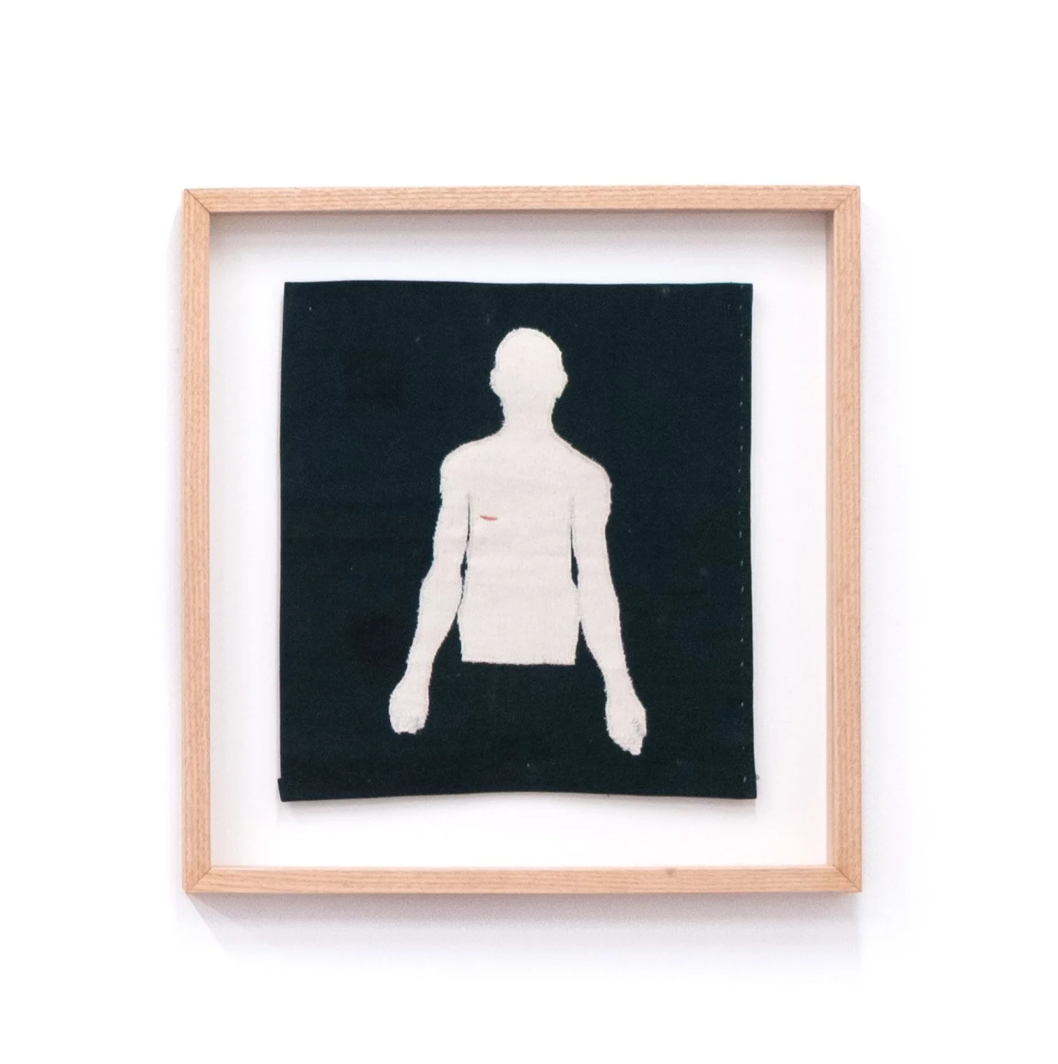 On Elevation, 2026
Appliqué on antique fabric, Japanese white cotton thread
Framed in oak with museum glass
30 x 28 cm unframed
39,5 x 41 cm framed