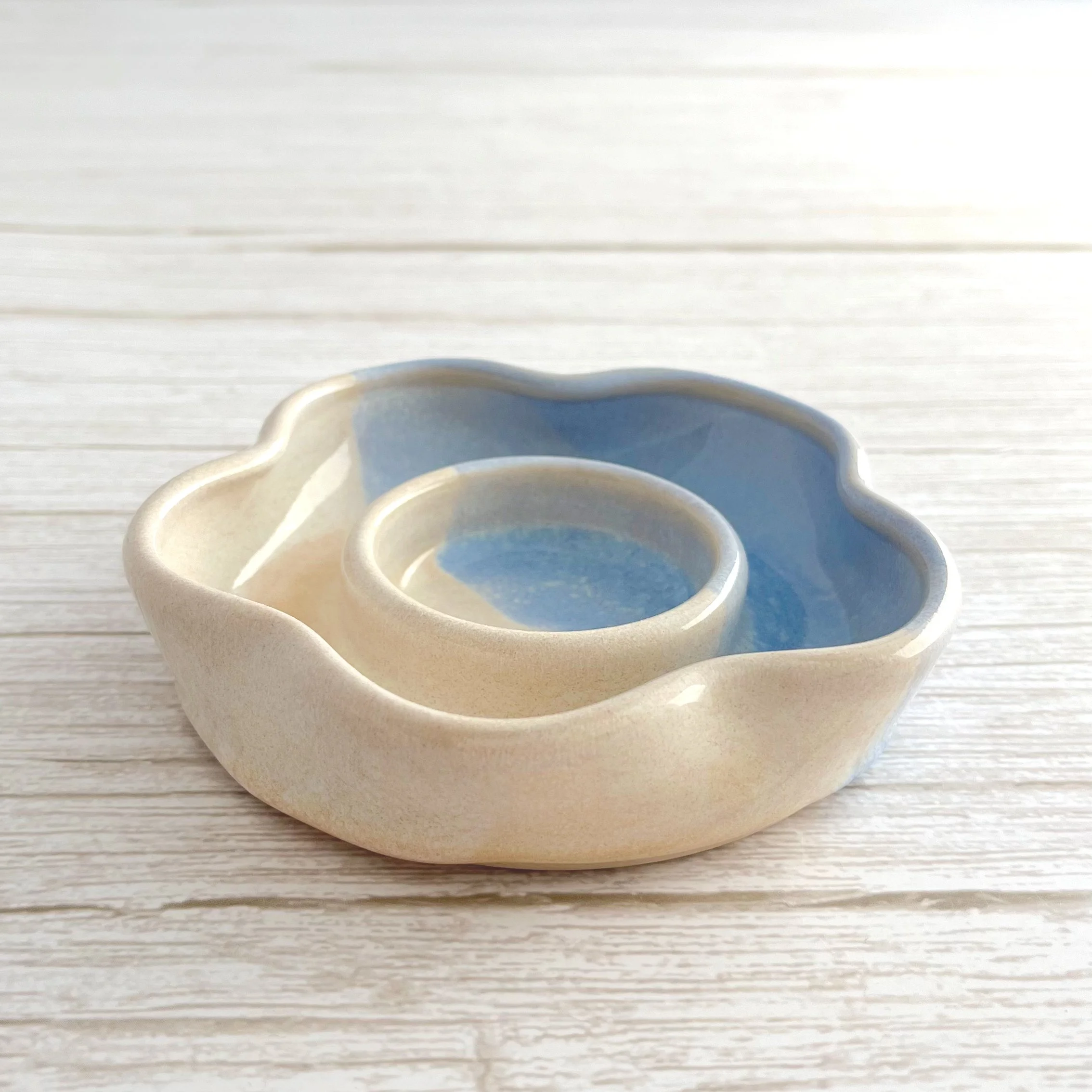 Tealight holder - Blue and cream