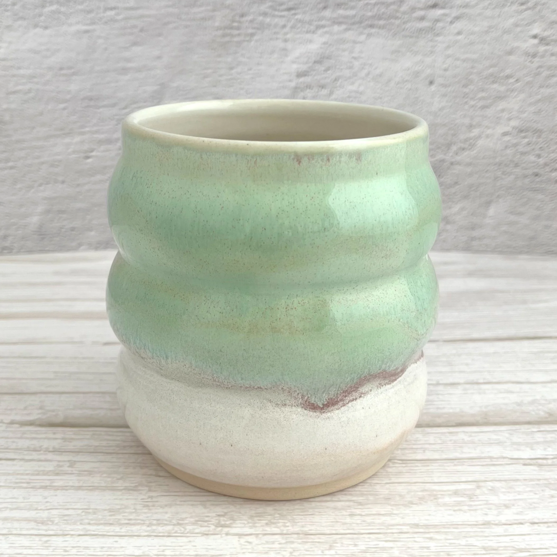 Coastal green stoneware vase