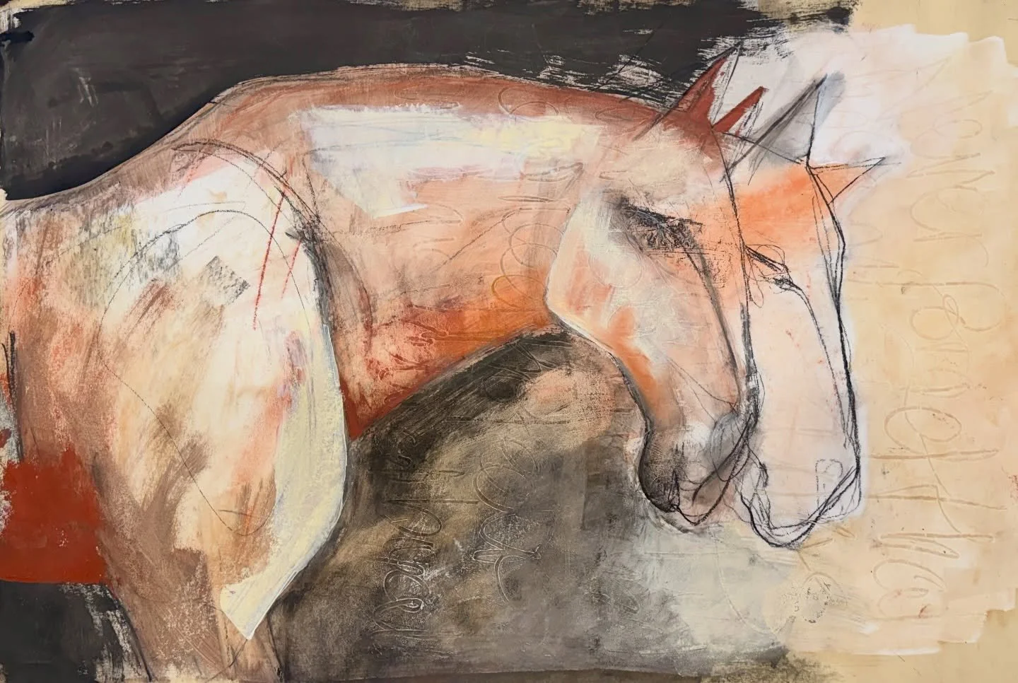 This drawing began while I was artist in residence at @returntofreedom and was finished today.

While spending time with the wild herds, I was struck by how essential friendship is within the group &mdash; the closeness, the quiet intimacy, the way t