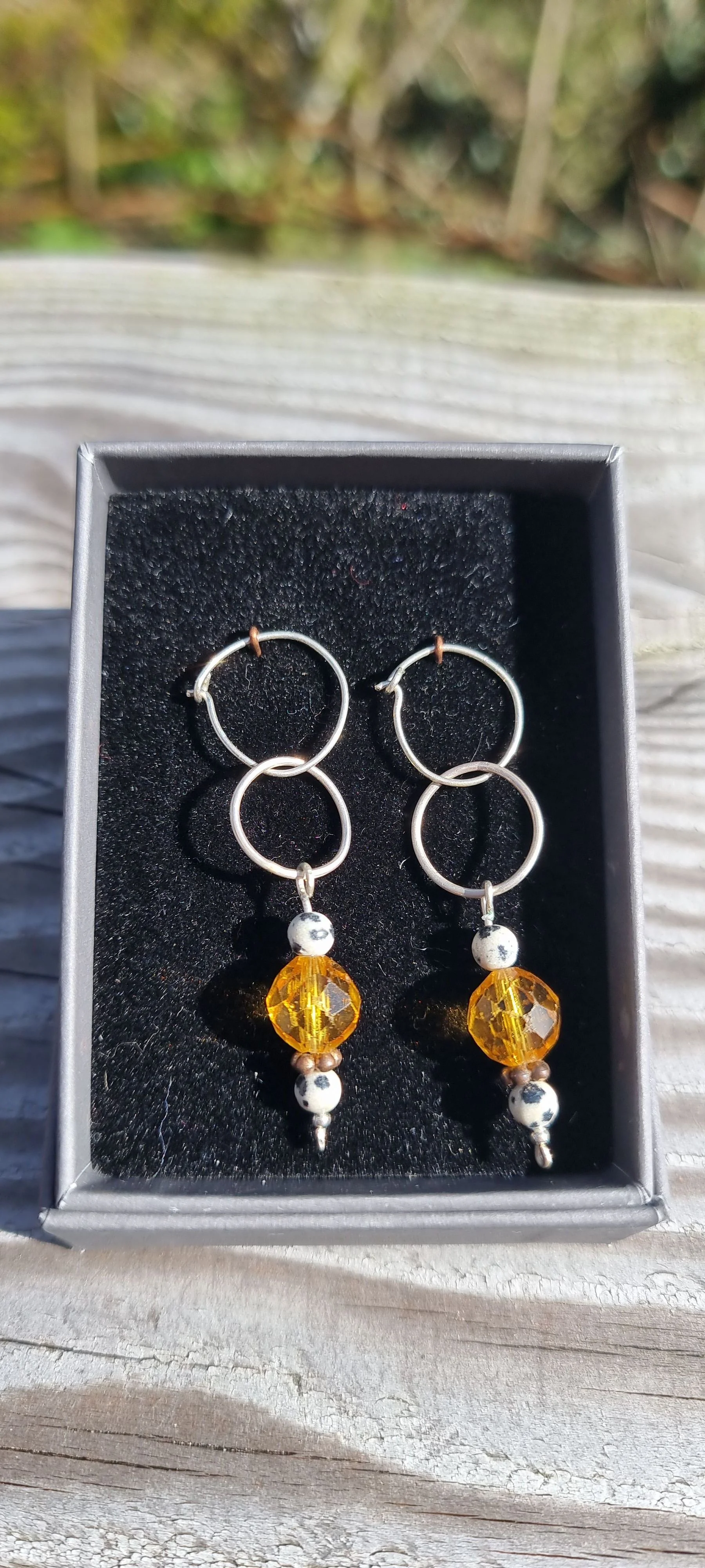 Double mini hoops - semi precious