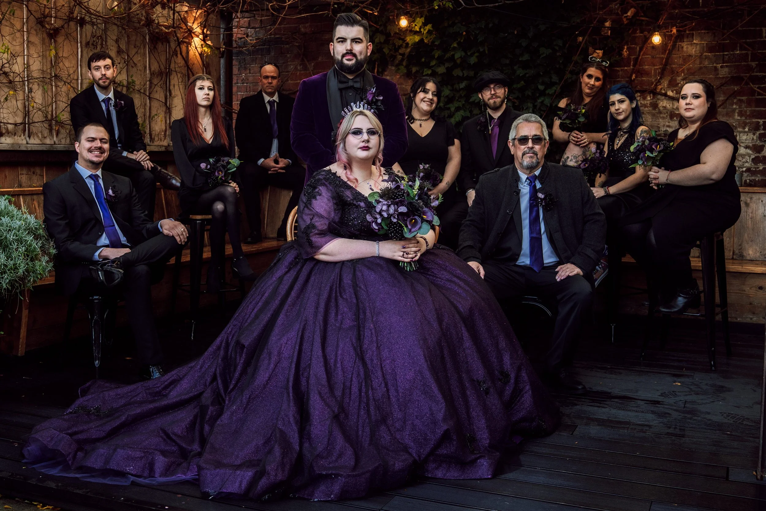 Alternative family portrait unique wedding dress Shack Revolution Hereford