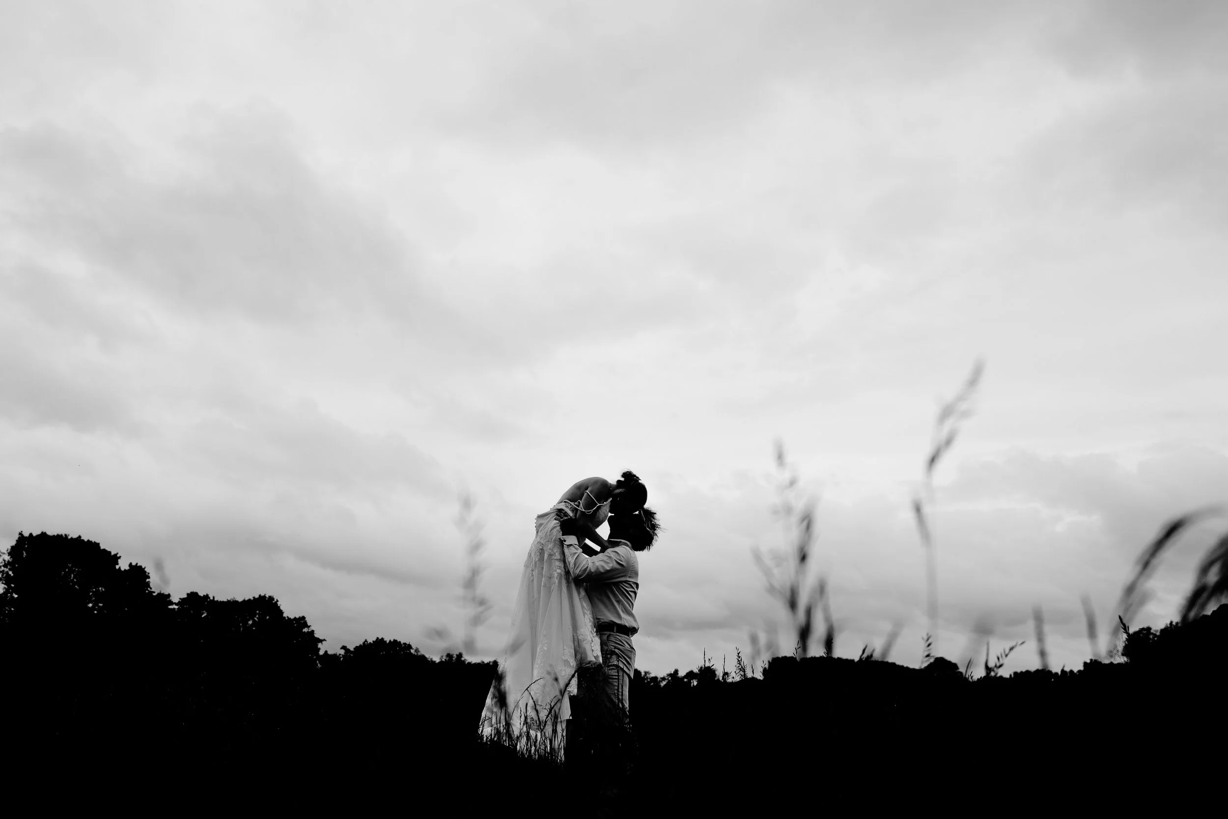 Black and white Wedding portrait of bride and Groom Cheltenham Cotswolds