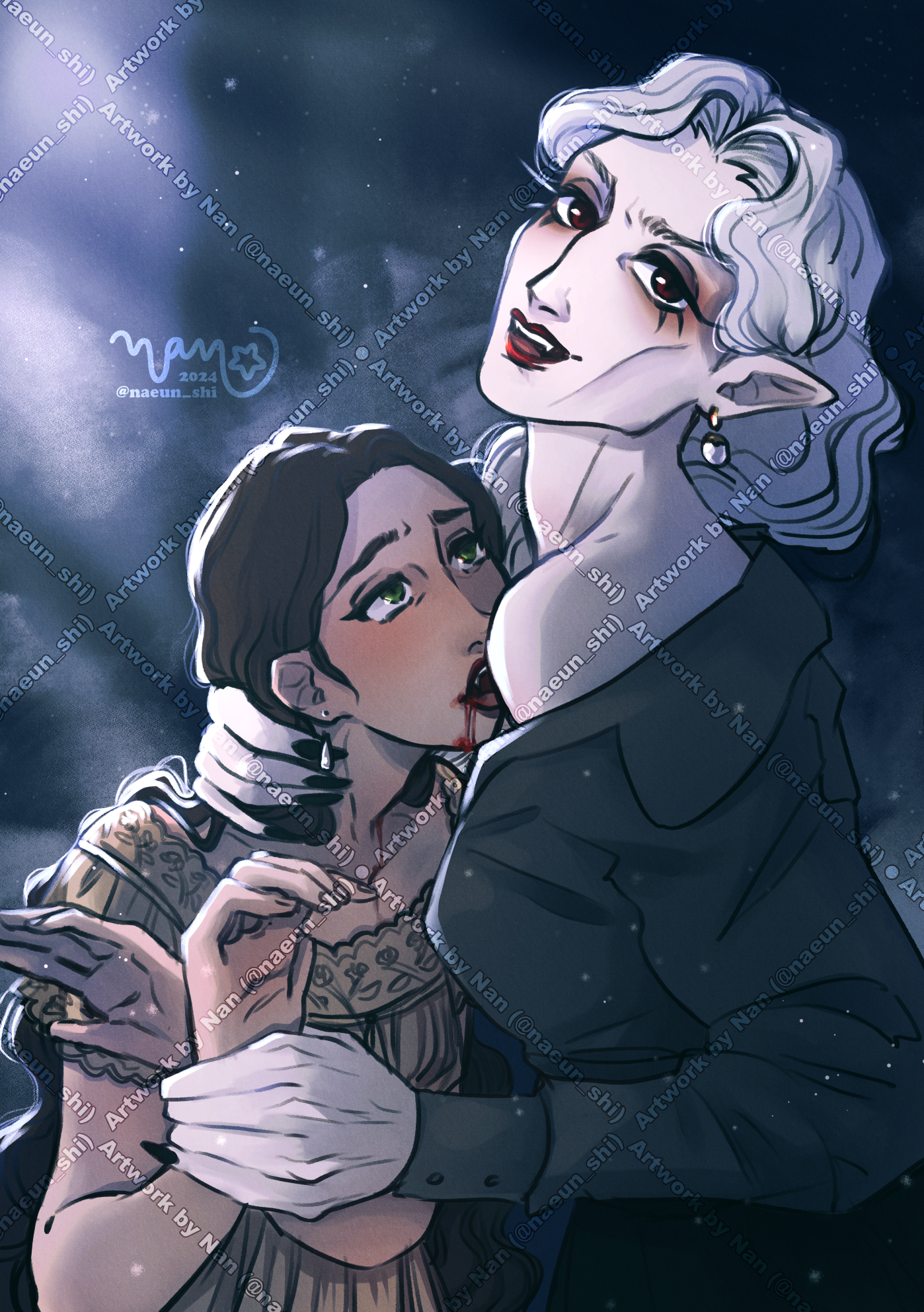 Dracula and Mina from personal project depicting a lesbian Dracula, inspired by Bram Stoker's Dracula