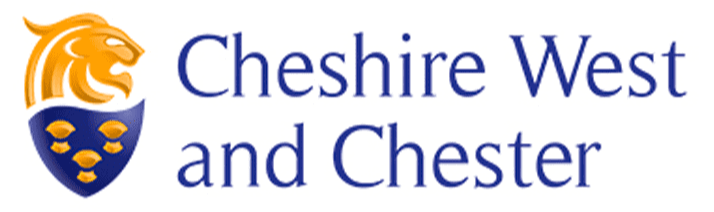 Cheshire West and Chester logo with a lion's head and a shield.