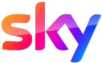 Colorful SKY logo with gradient shades of red, orange, purple, and blue.