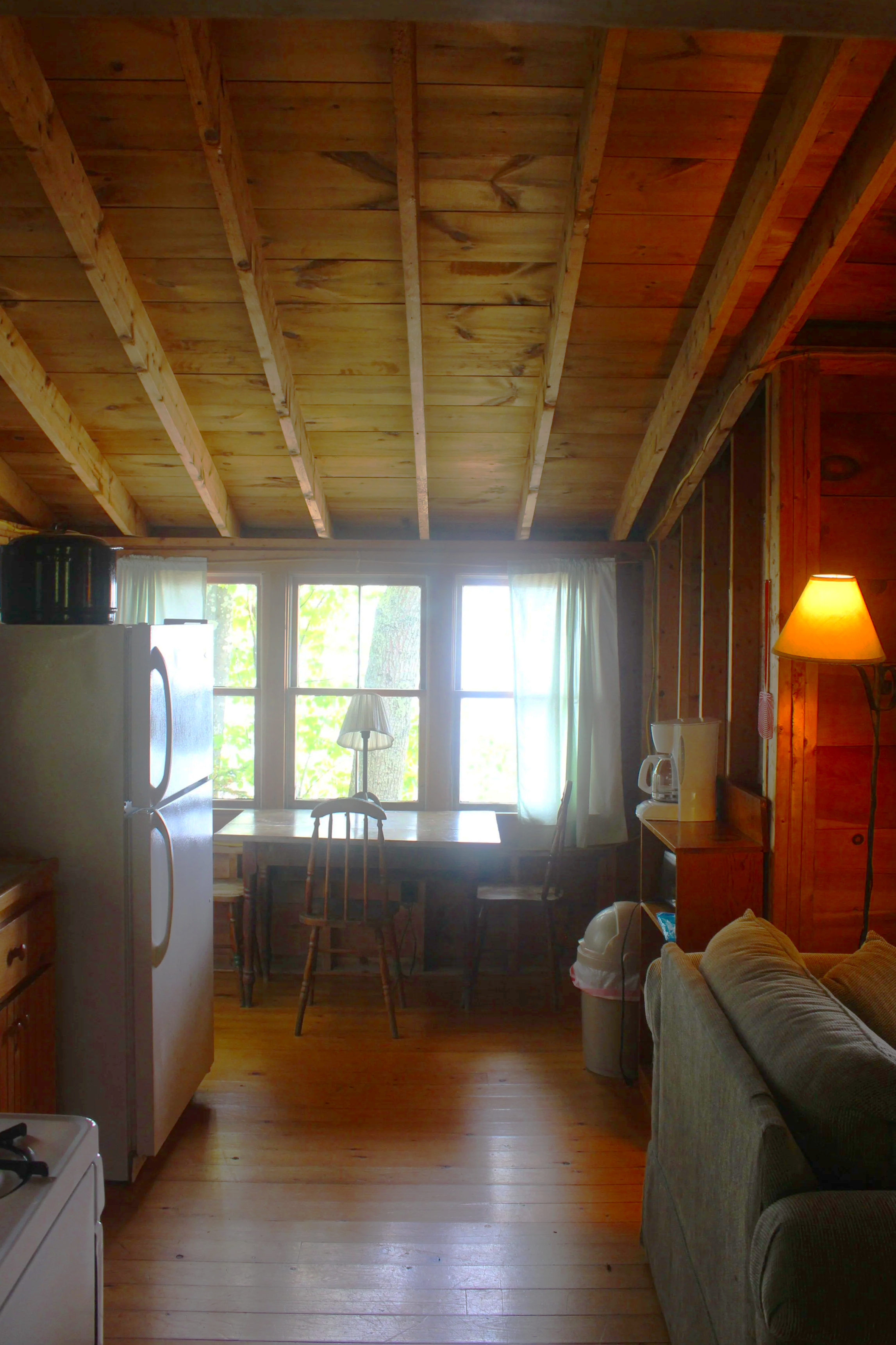 Kitchen and dining area with water views
