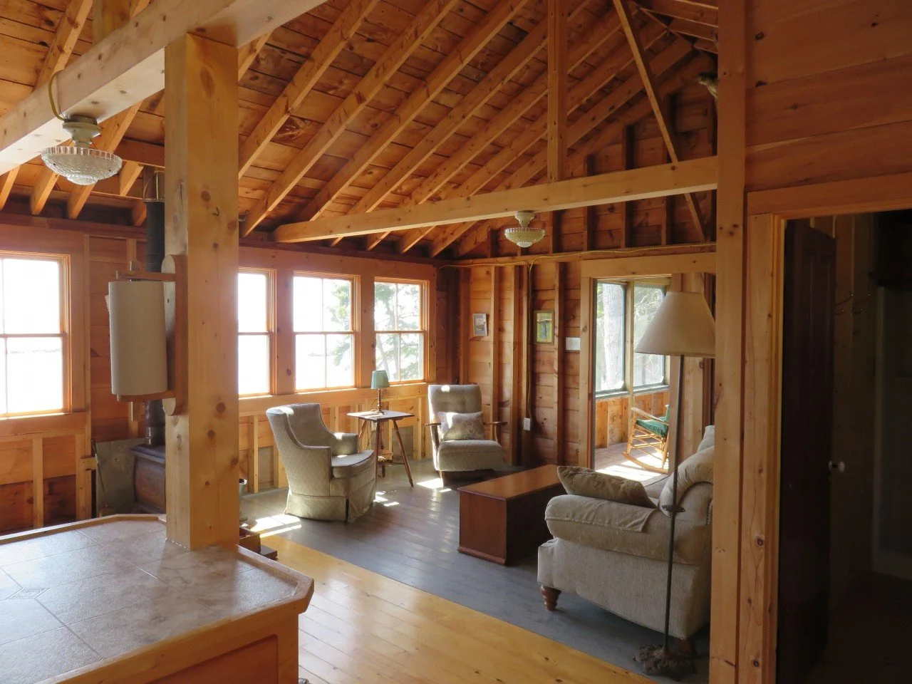 Fairview living room and door to screened porch
