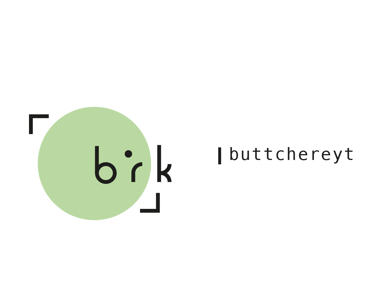 Grafik mit einem grünen Kreis, in dem die Buchstaben 'b', 'r' und ein Punkt sind. Der Text zeigt das Wort 'Br' und das Wort 'butcher' mit der Endung 'eyt'.