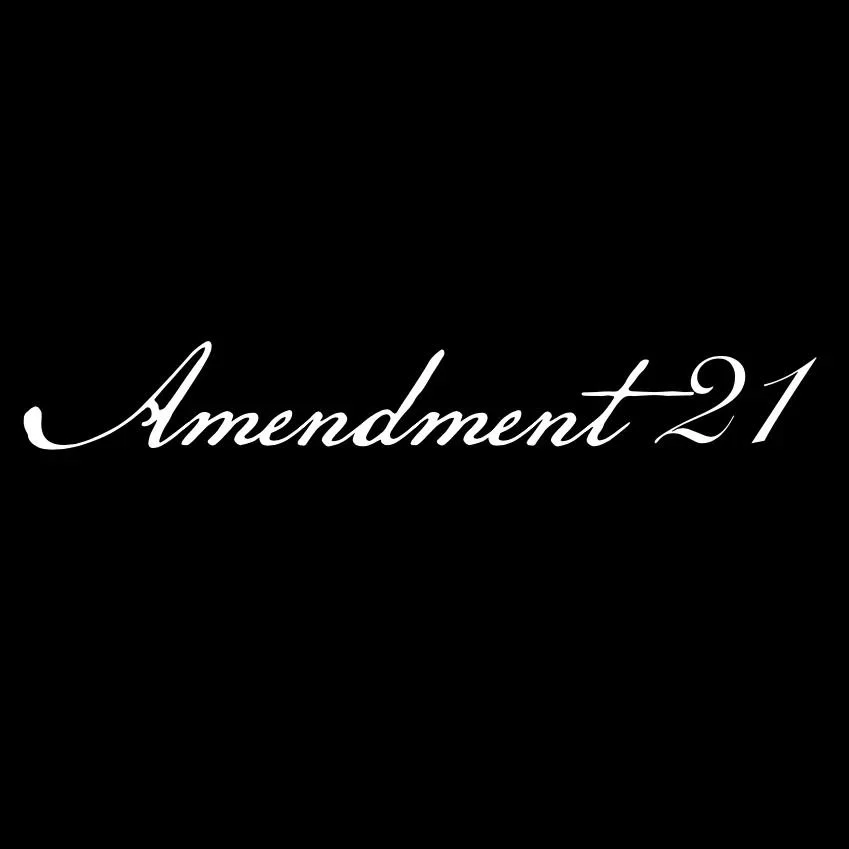 Black background with white cursive text reading 'Amendment 21'.