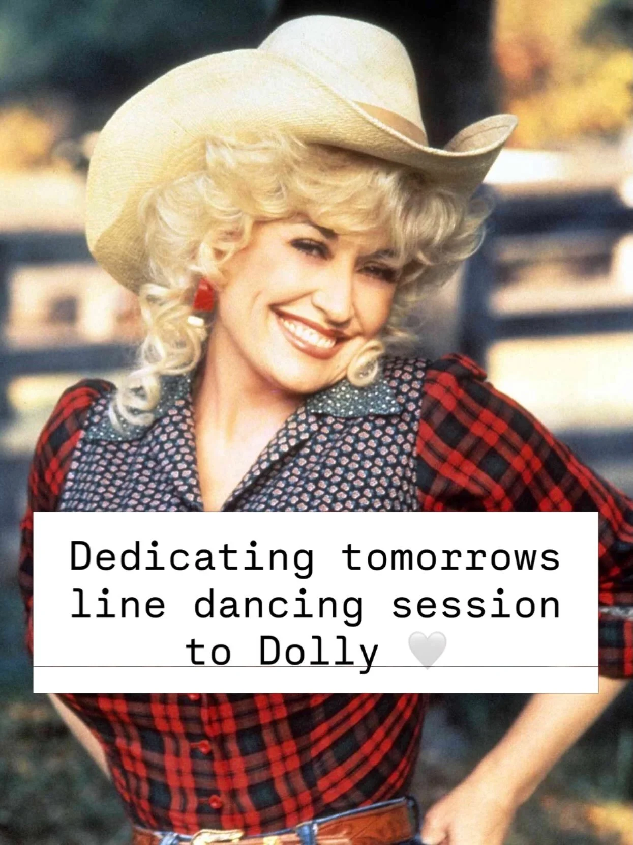 In Dollys memory I would like to dedicate tomorrows line dancing class to Dolly. It feels like a fitting way to come together and celebrate her. Don&rsquo;t worry about paying anything this week. 

You&rsquo;ll find us at The Signal Box in Reading fr