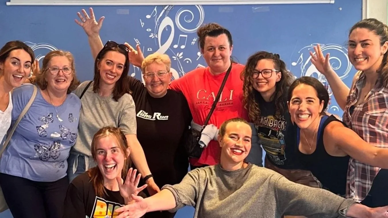 Hen party group posing together after a Disney themed dance class with Dazzle Dance Experience