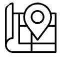 Black and white icon of a location pin
