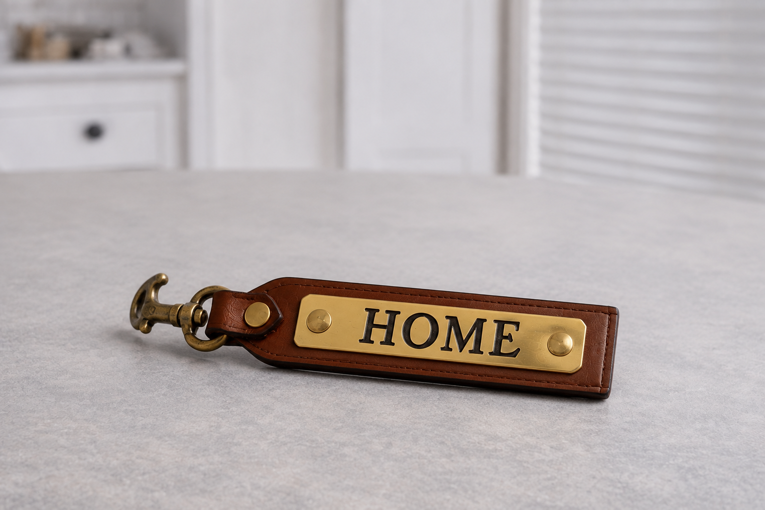 HOME Leather Keychain & Bag Charm