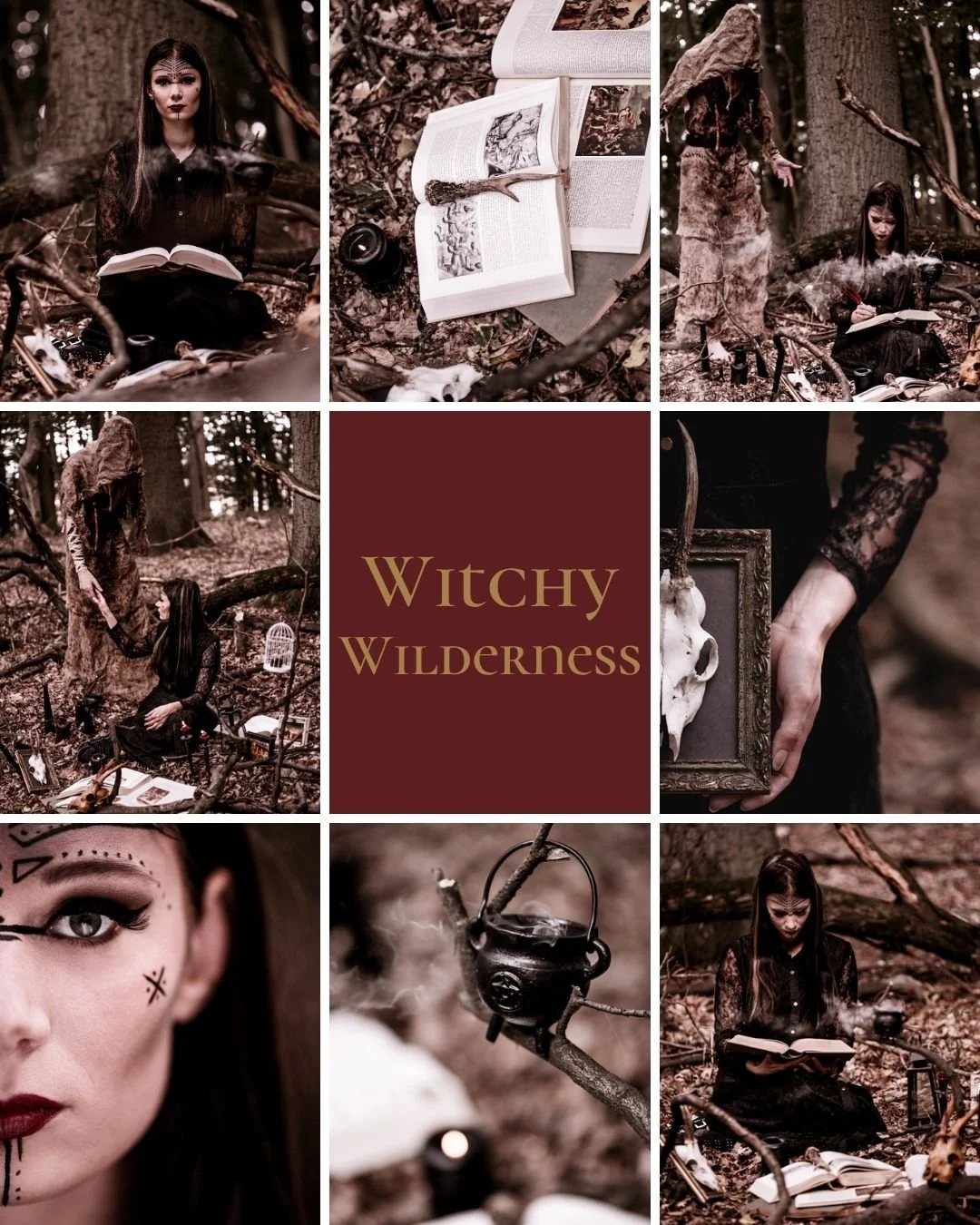 Between Worlds Fantasy-Shooting – Frau in dunklem Outfit an Waldlocation
