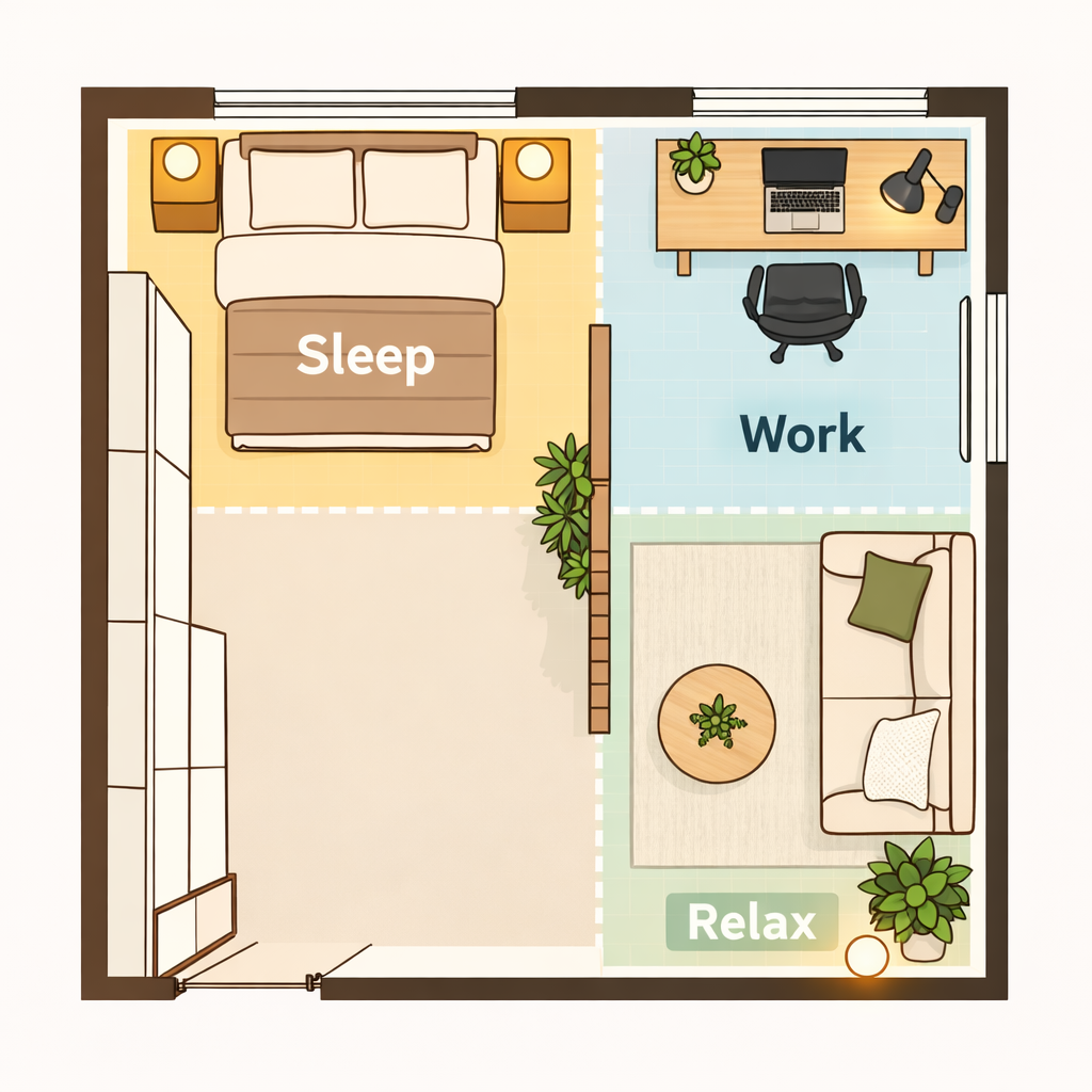 Zoning Guide in a bedroom layout