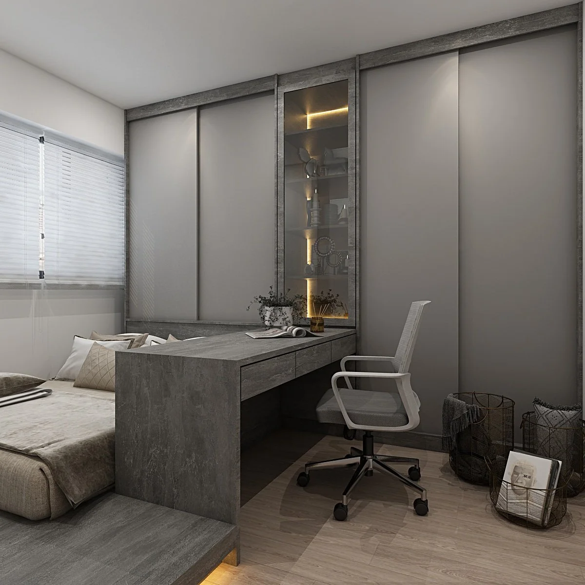 platform bed with study table interior design